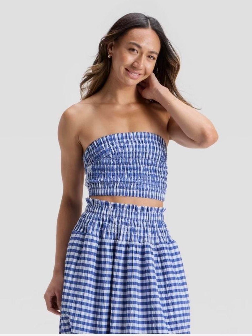 Universal Thread Blue White Gingham Maxi Skirt and top
